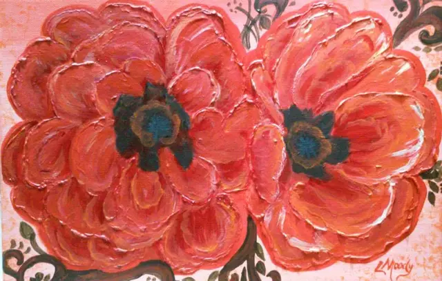 Coral Poppies, painting by Linda Anne Ehlers
