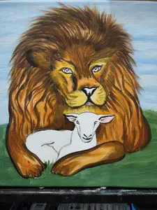 The Lion & the Lamb, painting by Linda Anne Ehlers