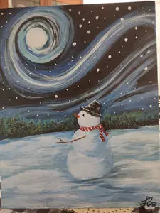 Starry Snowman, painting by Linda Anne Ehlers