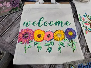 Hand-Painted Welcome Tote, painting by Linda Anne Ehlers